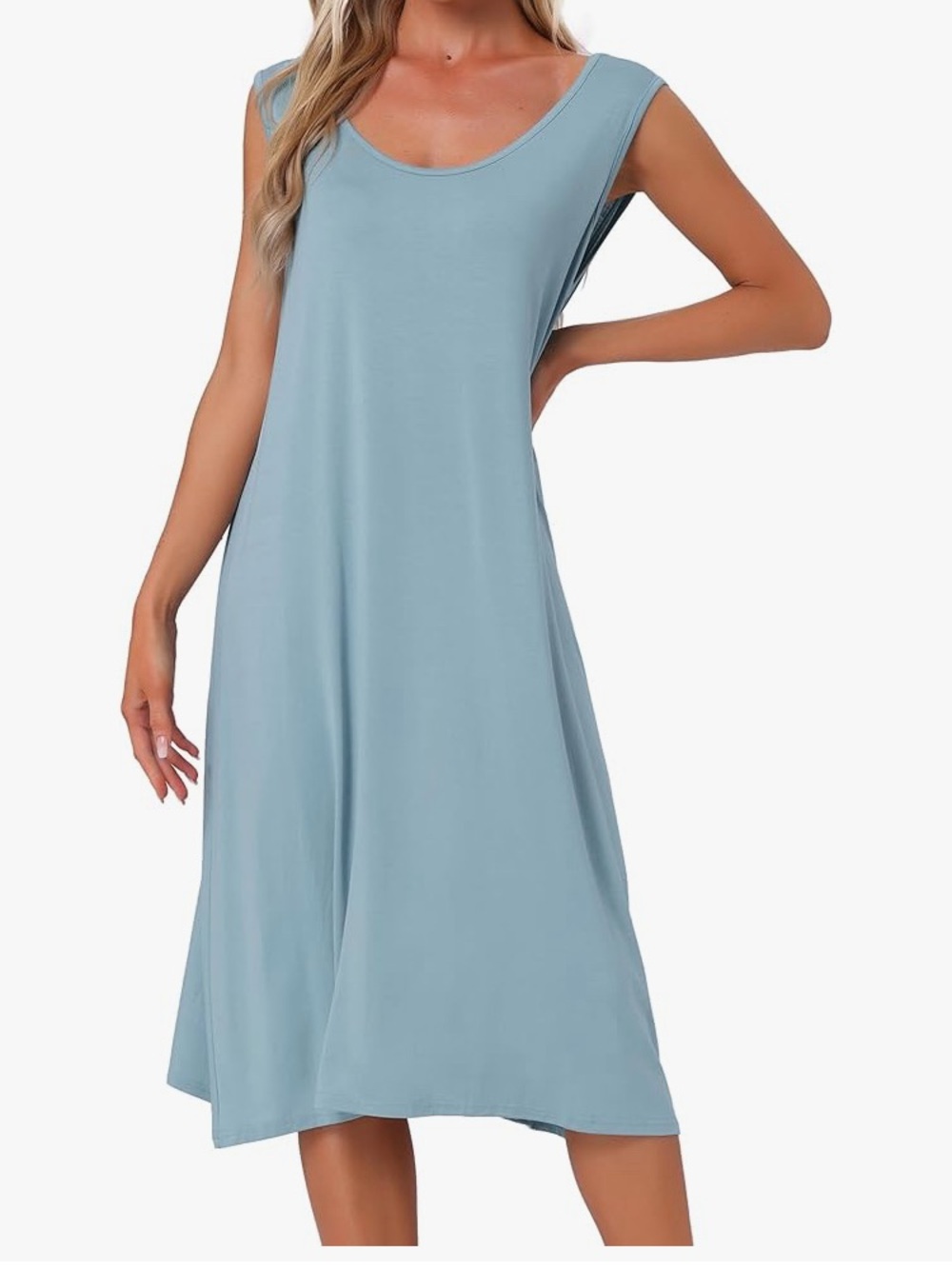 Cheibear Sleeveless Cotton Soft Long Nightie/ Shift/Chemise
